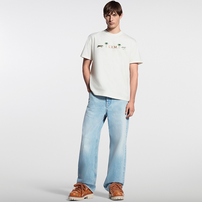 lv louis vuitton rhino embroidery short sleeve t-shirt